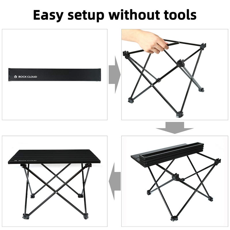 ROCK CLOUD Portable Camping Table Ultralight Aluminum Folding Beach Table Camp for Camping Hiking Backpacking Outdoor Picnic, Black - Image 5